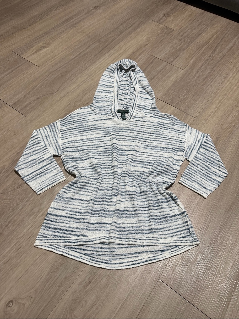 Lauren Jeans Co Ralph Lauren Blue White Striped Hooded Knit Top Size S